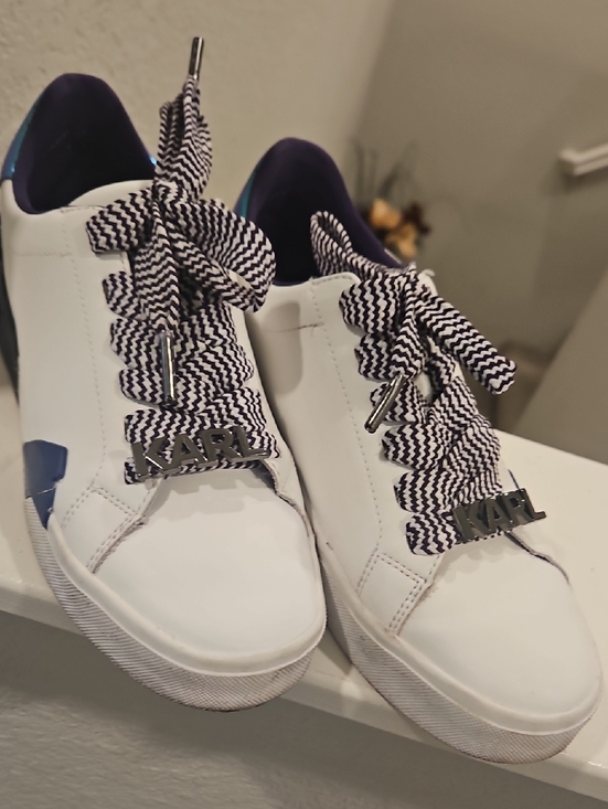 Karl Lagerfeld Shoes - Karl Lagerfeld White Sneakers with Navy Accents
